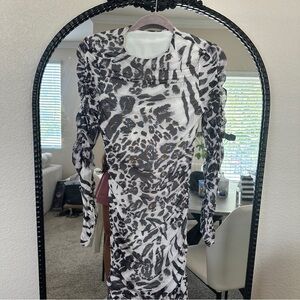 Stylish Black and White Animal Print Dress Size Small